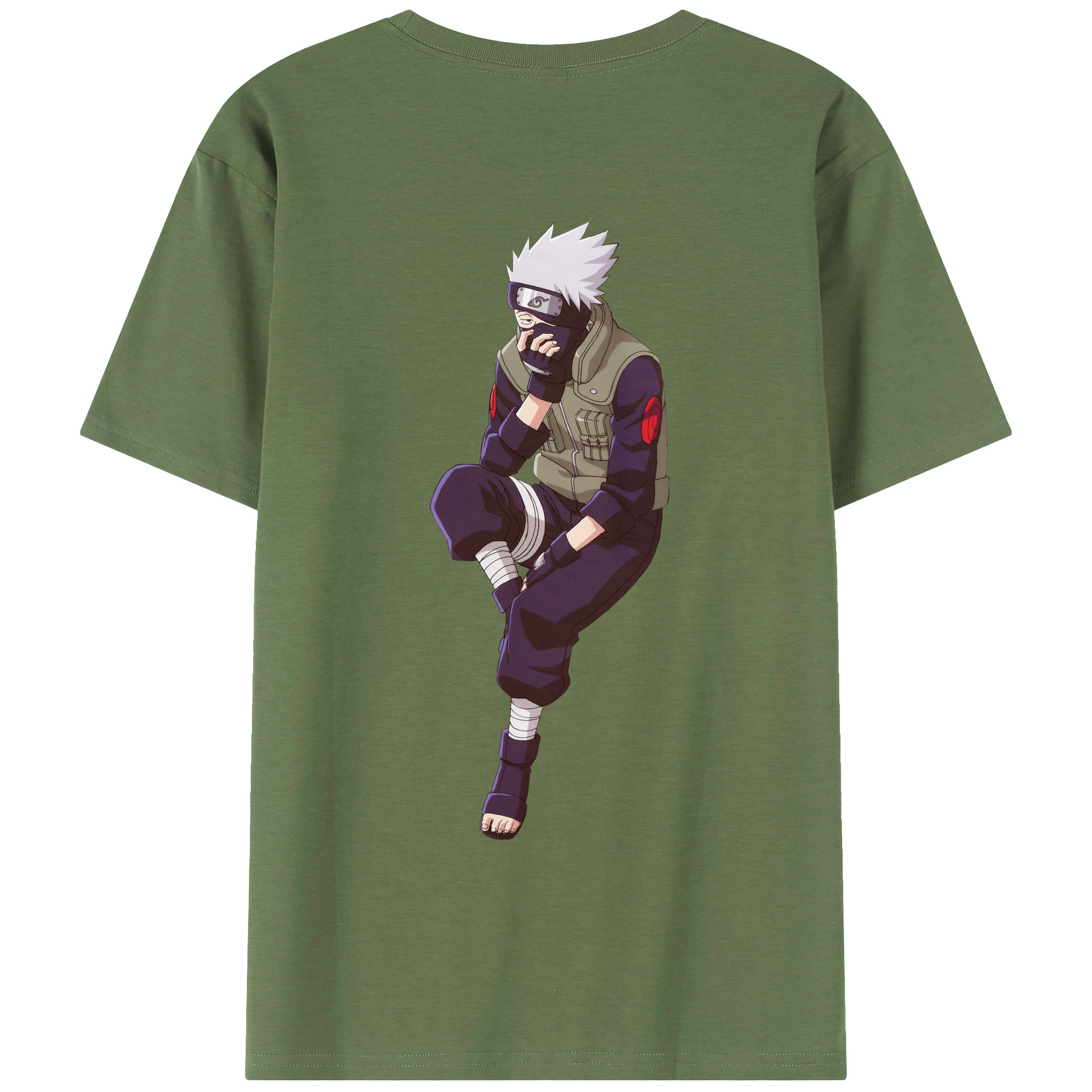 （画像用） NARUTO -ナルト- はたけ カカシ Hatake Kakashi 綿100％ メンズ半袖Tシャツ（バックプリント） 通気性